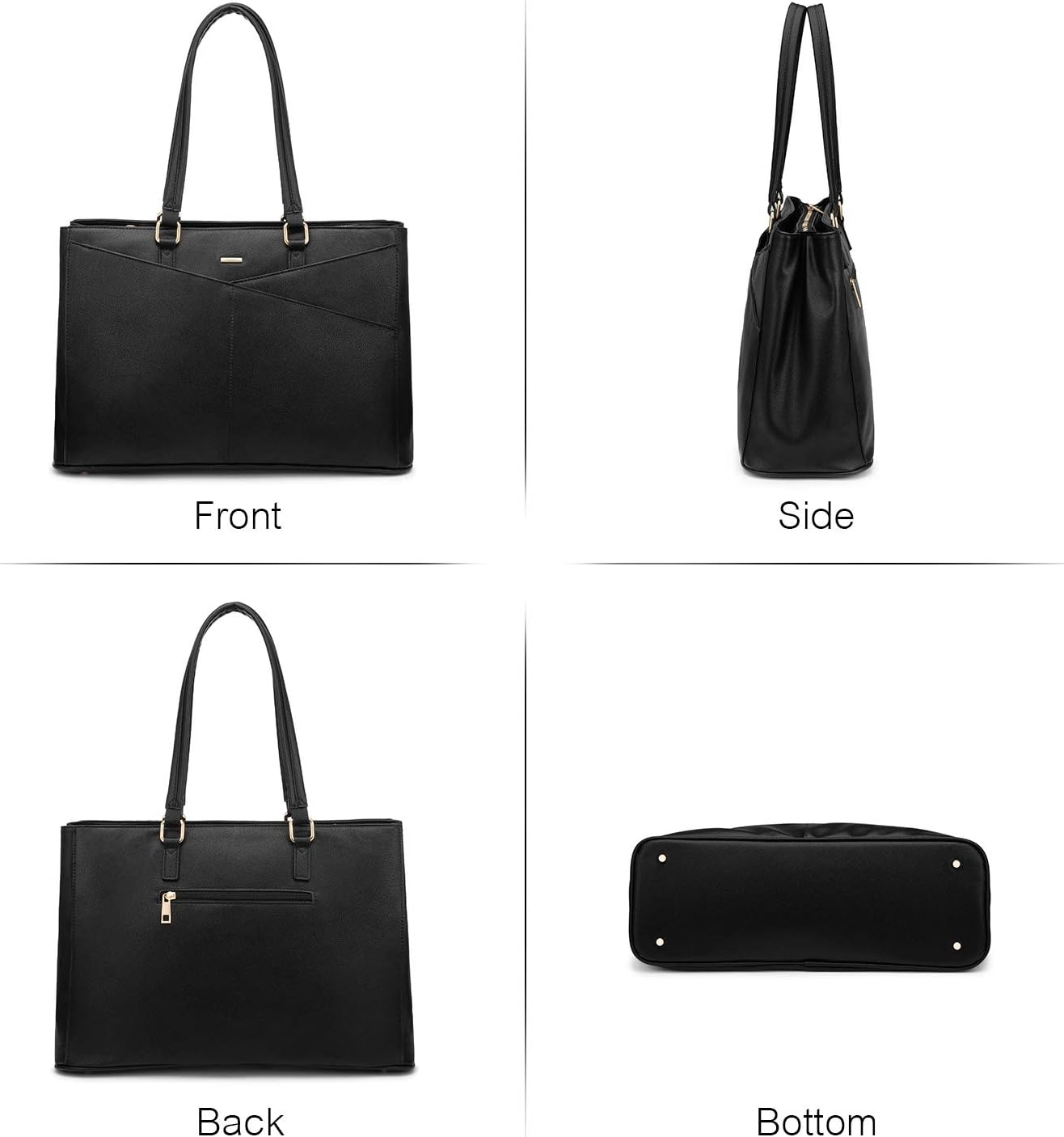 LOVEVOOK Laptop Tote Bag for Women 15.6 Inch Waterproof Leather Computer Bags Business Office Work Briefcase Black - Image 9