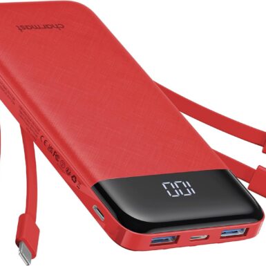 charmast Portable Charger with Built-in Cables X 4, Portable Phone Charger | 10000mAh USB C Battery Pack for All Phones Tablets,Cables Reinforced,Charge 6 Devices at Once,for Women Teens Students